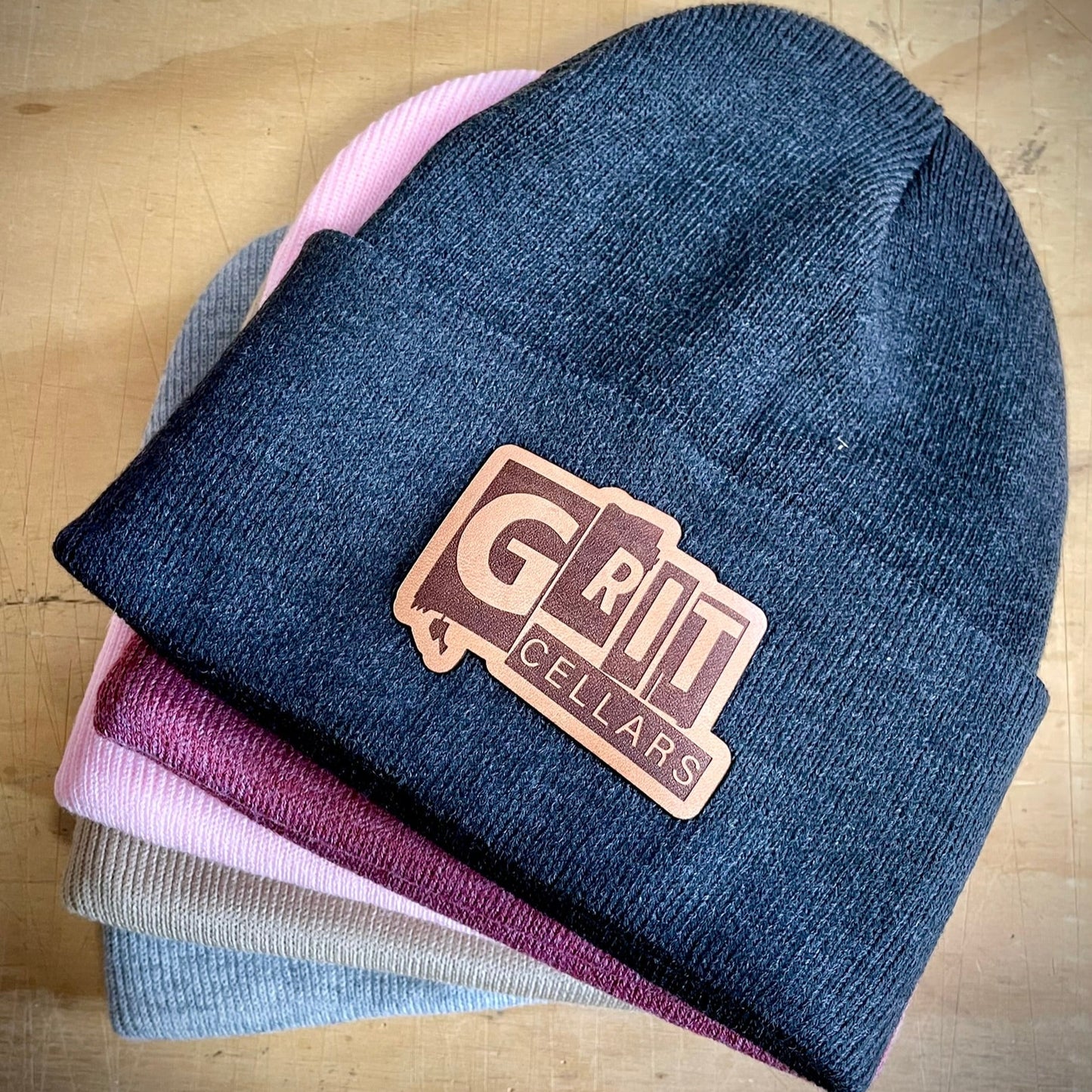 Custom Leather Patch Beanies